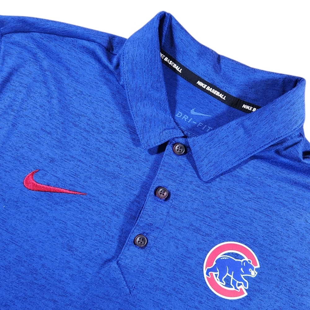 Nike Baseball Dri-Fit Chicago Cubs MLB Polo Shirt Men's Size Medium Blue Golf